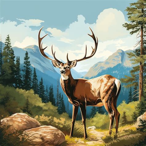 Premium AI Image | Deer Watercolor art beautifully captures the grace ...