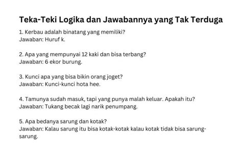 65 Teka Teki Logika Sulit dan Jawabannya yang Menjebak