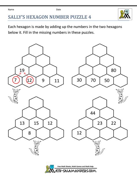 Free Math Puzzles 4th Grade