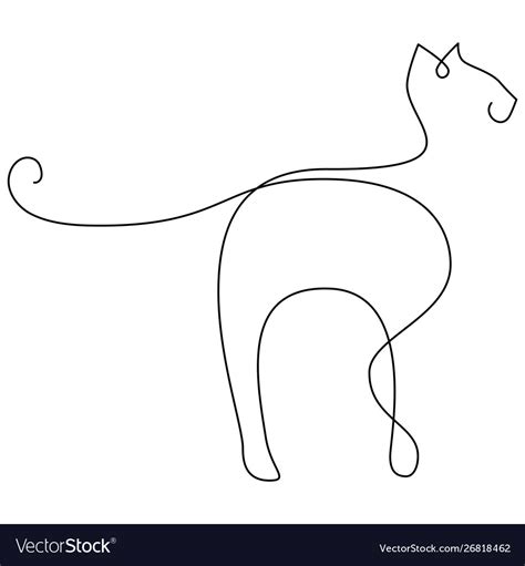 Cat silhouette line art style drawing Royalty Free Vector