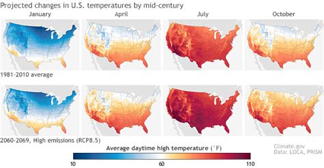 New in Data Snapshots: Monthly maps of future U.S. temperatures for ...