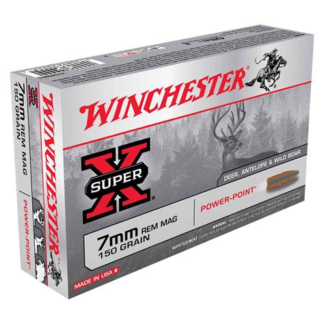 Winchester Super-X 7mm Remington Magnum 150gr PP Rifle Ammo - 20 Rounds ...