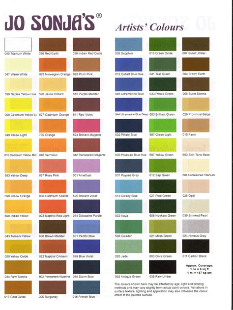 √ Folk Art Paint Colors Chart