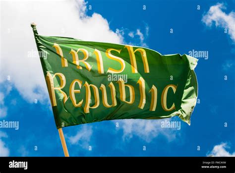 Flag saying "Irish Republic", a replica of that flown during the 1916 ...