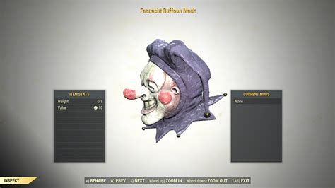 Fasnacht BUFFOON Mask Rare Event Reward (2021 Feb) Outfit Fallout 76 ...