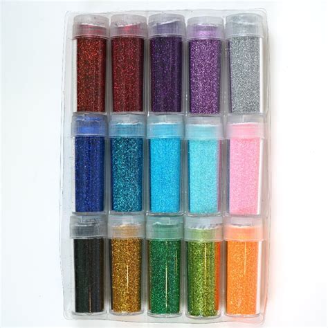 Craft and Party- Assorted Color Glitter Jars Set (Set of 15) Fine ...