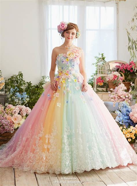 How pretty is this pastel rainbow gown from Nicole Collection featuring ...