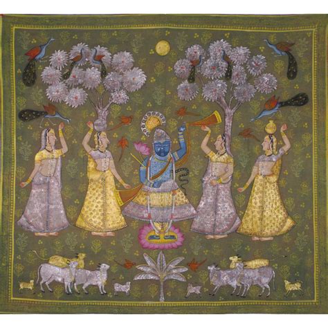 Painted Pichwai From Nathdwara Rajasthan | Folk art painting, Pichwai ...