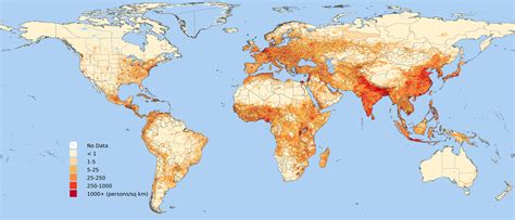 Number, density and population growth in the worl - mapstor.com