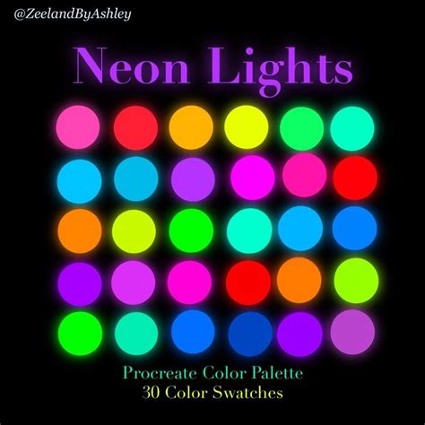 Neon Procreate Color Palette 30 Swatches Instant Download | Etsy ...