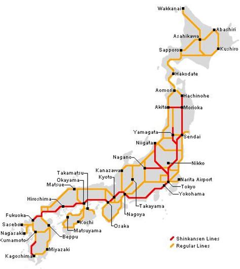 Japan railway map - Railway japan map (Eastern Asia - Asia)