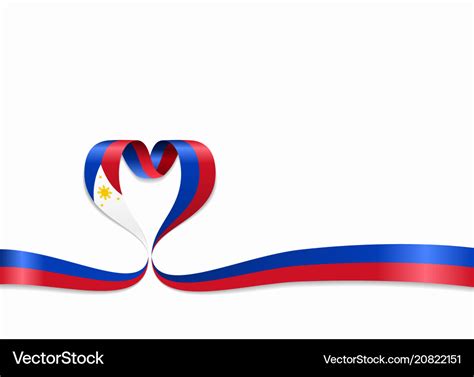 Philippines flag heart-shaped ribbon Royalty Free Vector