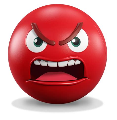 Expressive Red Angry Emoji Clipart: Mad Facial Expression