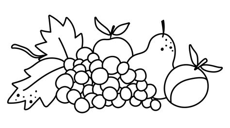 Black And White Clipart Of Fruits