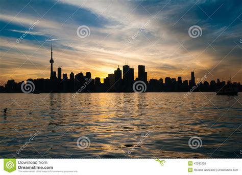 Toronto City Skyline at Sunset Stock Photo - Image of financial ...