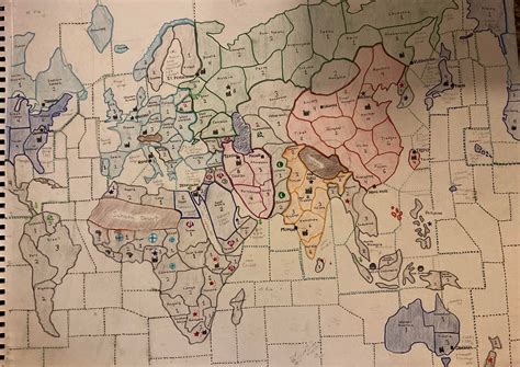 WW3 2021 axis and allies map my roommate and I came up with (hand drawn ...