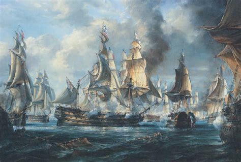 The Battle of Trafalgar HM ships Victory, Temeraire and Neptune ...