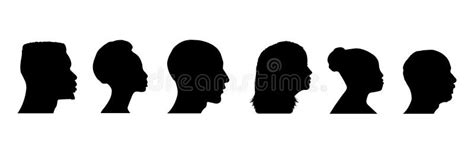 Vector Set of Female and Male Adult and Child Cameo Silhouettes Stock ...