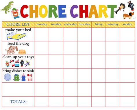 The Paro Post: Chore Chart | Preschool chore charts, Chore chart for ...