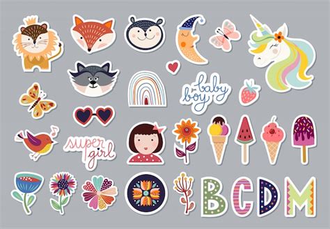 Premium Vector | Kids elements collection with trendy design, animals ...