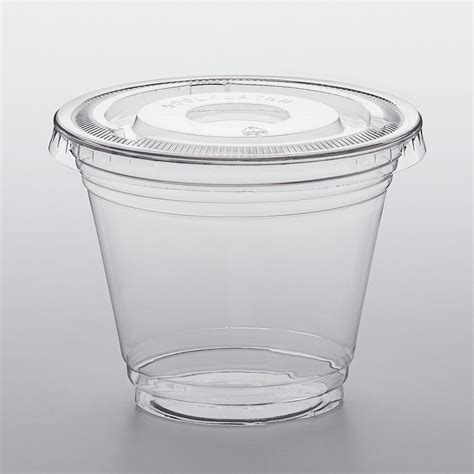 Choice 9 oz. Clear PET Plastic Cold Cup with Flat Lid and No Straw Slot ...