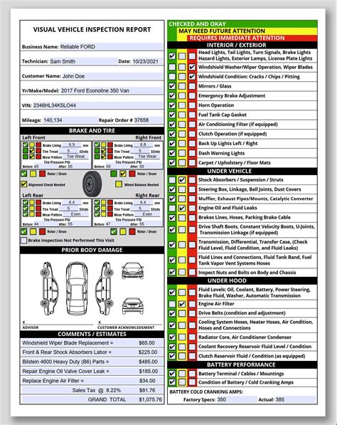 Visual Vehicle Inspection Report Fillable PDF Multi-Point - Etsy México