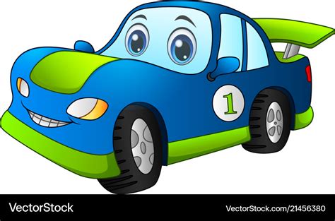 Cartoon sport blue car Royalty Free Vector Image