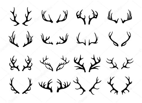 Vector deer antlers black icons set Stock Vector Image by ...