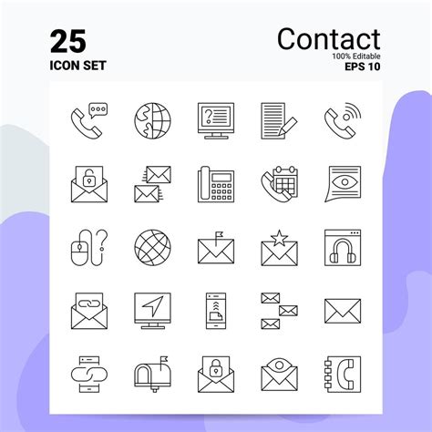 25 Contact Icon Set 100 Editable EPS 10 Files Business Logo Concept ...