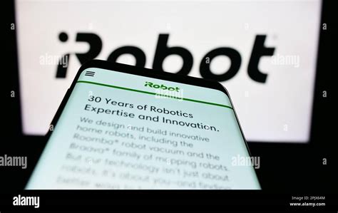 Mobile phone with website of US technology company iRobot Corporation ...