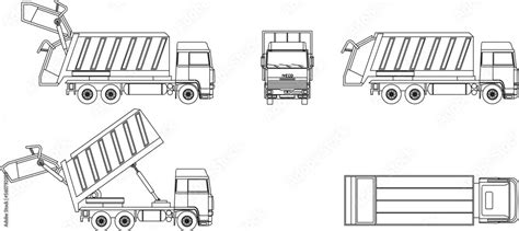 collection of modern garbage truck car illustration vector sketch ...