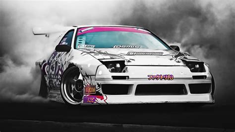 White sport car, drift, car, racing, race cars HD wallpaper | Wallpaper ...