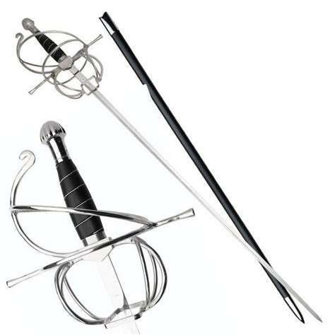 44" RENAISSANCE RAPIER FENCING SWORD w/ SWEPT HILT GUARD MEDIEVAL LARP ...