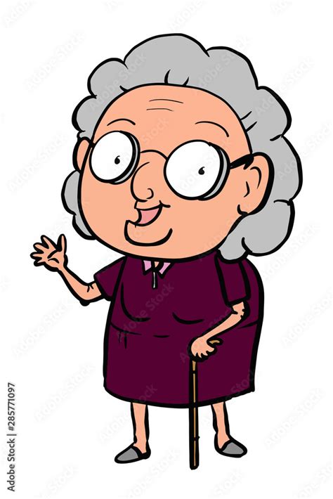 cute funny cartoon characters grey hair grandma illustration drawing ...