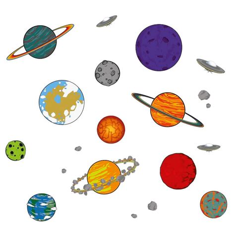 Cartoon planet wall stickers | Space wall stickers | Stickerscape | UK