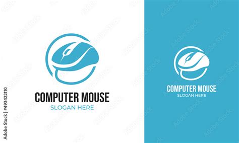 Computer mouse logo design with cable circle icon Stock Vector | Adobe ...