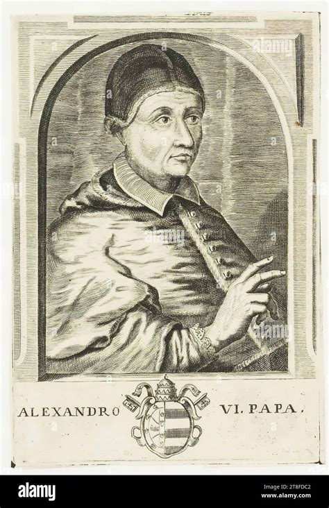 Portrait of Pope Alexander VI with coat of arms at bottom. ALEXANDRO VI ...