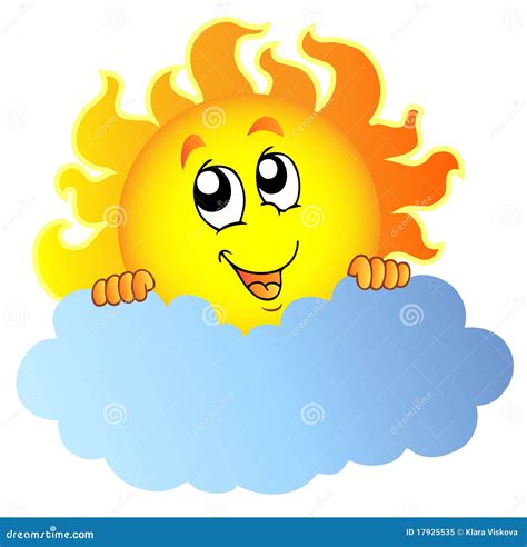 Cartoon Sun holding cloud stock vector. Illustration of nature - 17925535