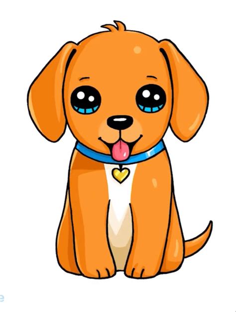 Cute Kawaii Puppy Dog | Puppy drawing easy, Dog drawing simple, Cartoon ...