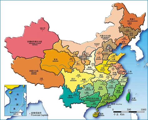 China mapa de províncias - Mapa de províncias chinesas (Ásia Leste da Ásia)