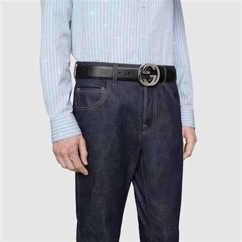 Men's Black Gucci Signature Leather Belt | GUCCI® US