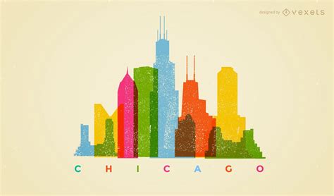 Colorful Chicago Skyline Vector Download