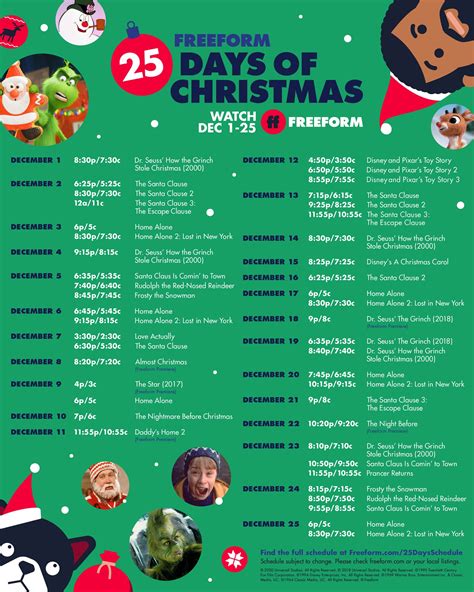 25 Days Of Christmas Freeform 2024 Schedule - Pen Leanor