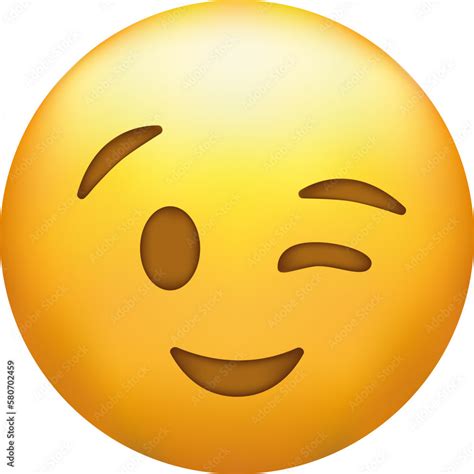 Winking Face. Eye wink emoji, funny yellow emoticon with smile. Stock ...