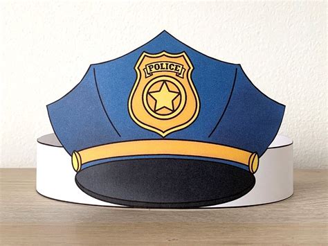 Police Cap Hat Paper Crown Party Coloring Printable Kids Craft ...