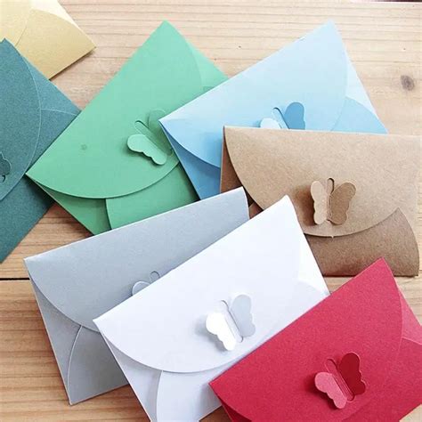 Vintage Small Mini Colorful Kraft Paper Letter Envelopes Butterfly ...