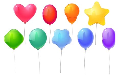 Free Vector | Rainbow colored air balloons different shapes