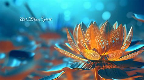 3D Wallpapers of Blooming Lotus in Orange by ArtSpiritShop on DeviantArt