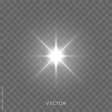 Star light shine, starlight rays lens flare effect on transparent ...