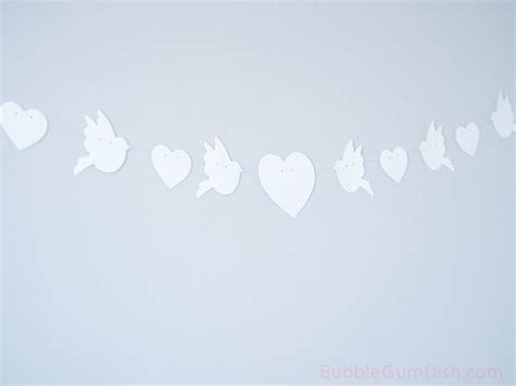 Wedding Garland with White Birds and Hearts Paper by BubbleGumDish